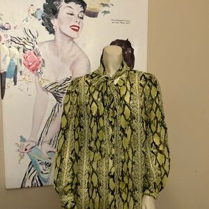 Green Snake Print Blouse
